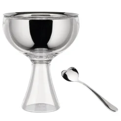 Alessi Big Love ice cream bowl with spoon, mirror polished stainless steel