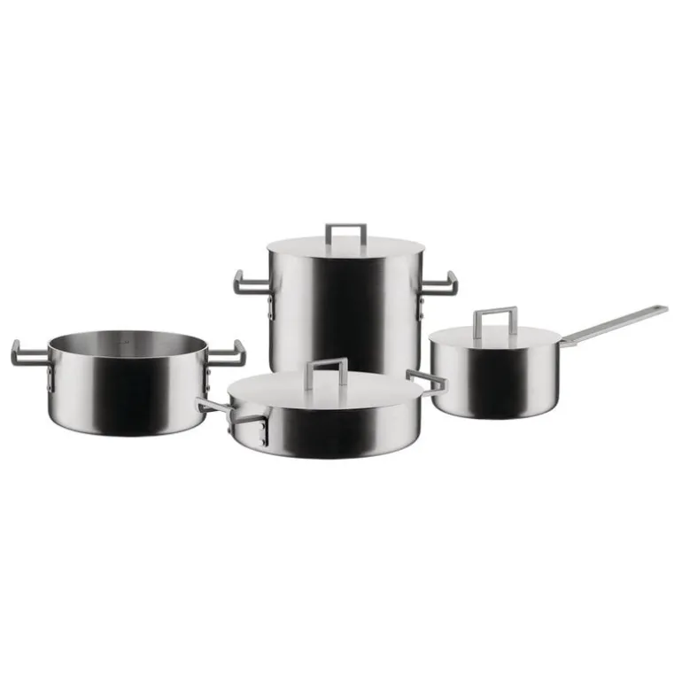 Alessi Convivio cookware set, 4 pots with 3 lids