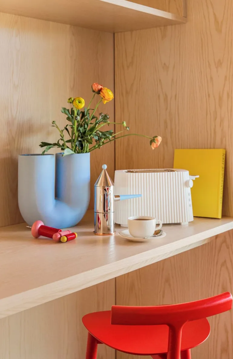 Alessi La conica manico lungo espresso coffee maker, steel - light blue