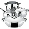 Alessi Mami cookware set, 4 pots with 3 lids