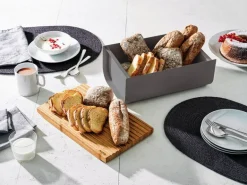 Alessi Mattina breadbox, dark grey