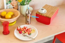 Alessi Mattina breadbox, red