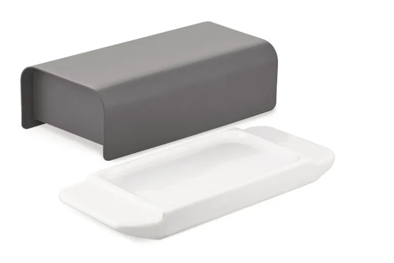Alessi Mattina butter dish, dark grey