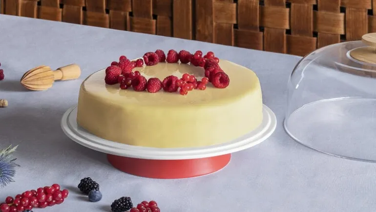 Alessi Mattina cake stand, red