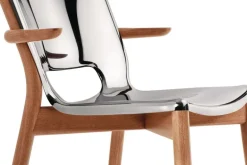 Alessi Poêle arm chair, brown beech - mirror polished steel