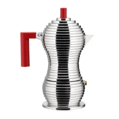 Alessi Pulcina espresso coffee maker, 3 cups, aluminium - red