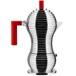 Alessi Pulcina espresso coffee maker, 6 cups, aluminium - red