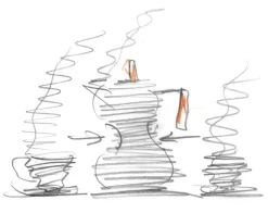 Alessi Pulcina espresso coffee maker, 6 cups, aluminium - red