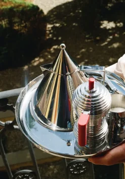 Alessi Pulcina induction espresso coffee maker, 3 cups, aluminium - red