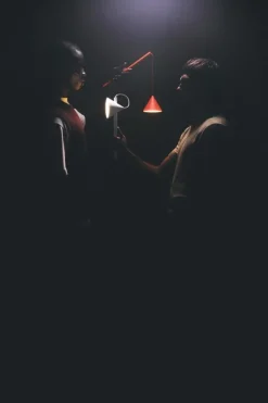 Alessi Tsumiki portable table lamp, red orange