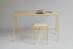 &New Study desk, linoleum, butternut