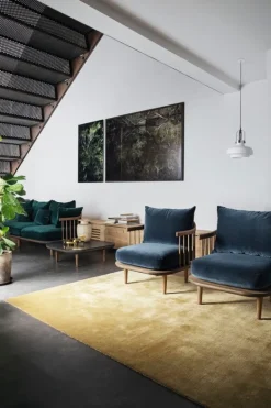 &Tradition Fly SC10 arm chair, smoked oiled oak, Ritz 0408 Blue-gray