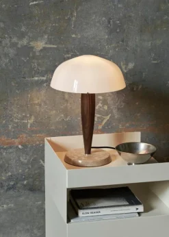 &Tradition Herman SHY3 table lamp, opal glass - walnut - marble