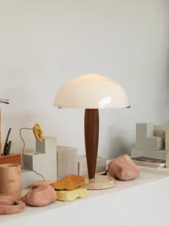 &Tradition Herman SHY3 table lamp, opal glass - walnut - marble