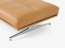 &Tradition Inland AV32 pouf, polished aluminium - cognac Noble leather