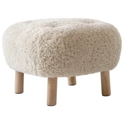 &Tradition Little Petra ATD1 pouf, Moonlight sheepskin - white oiled oak