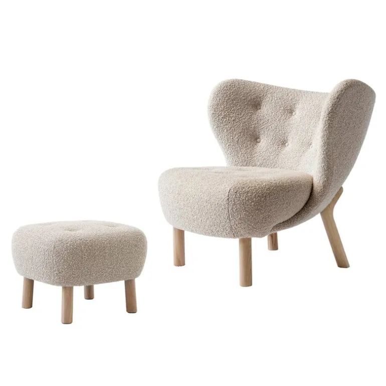 &Tradition Little Petra lounge chair and pouf, Karakorum 003 - w. oiled oak