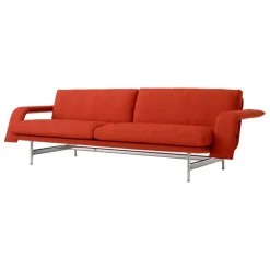 &Tradition Meantime AV31 3-seater sofa, polished aluminium - red Fiord 0571