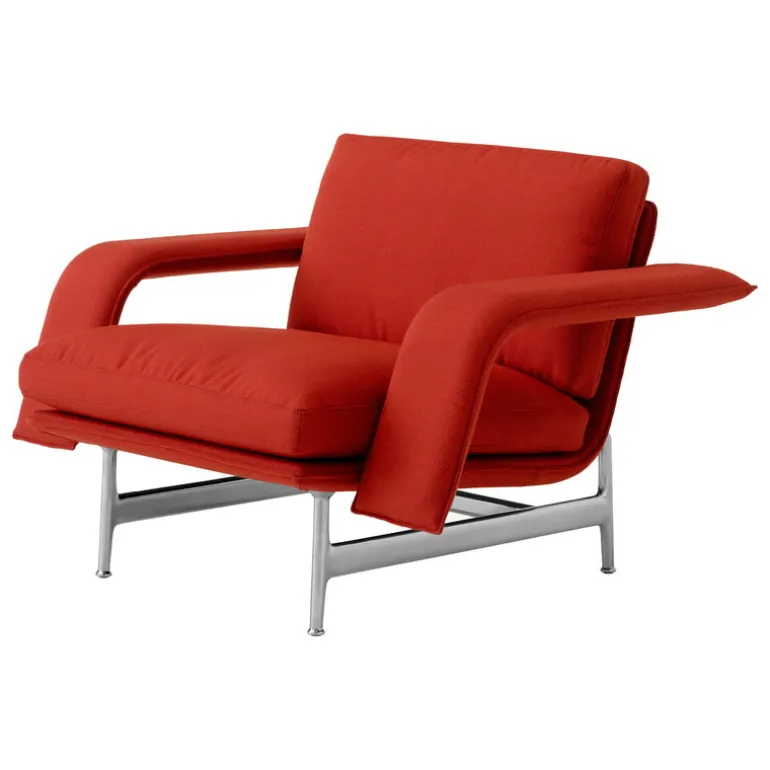 &Tradition Meantime AV29 lounge chair, polished aluminium - red Fiord 0571