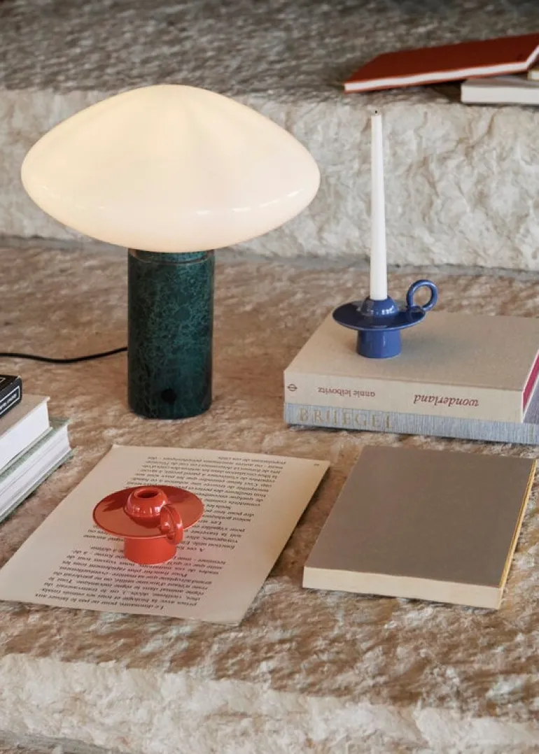 &Tradition Mist table lamp AP17, Guatemala Verde marble - opal glass