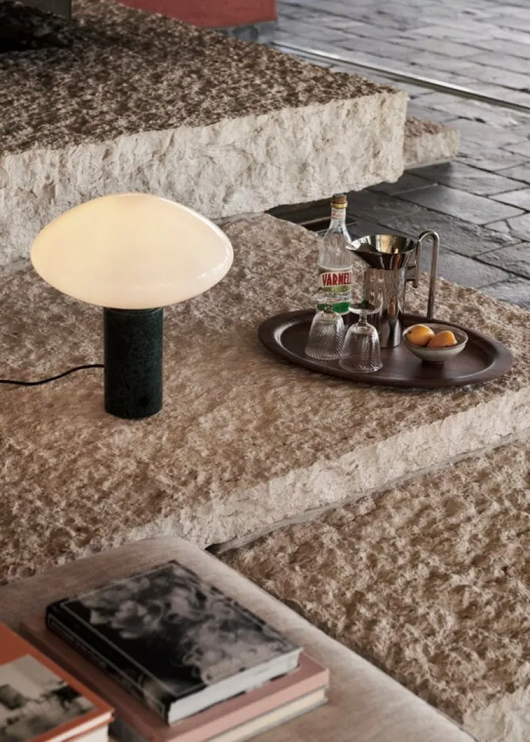 &Tradition Mist table lamp AP17, Guatemala Verde marble - opal glass