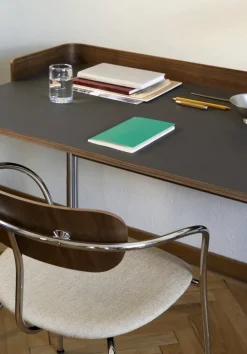 &Tradition Pavilion AV17 desk, iron linoleum - walnut - chrome