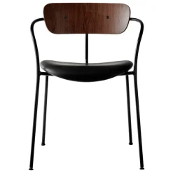 &Tradition Pavilion AV4 chair, lacquered walnut - Noble Black leather