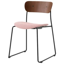 &Tradition Pavilion AV52 side chair, lacquered walnut - pink Ecriture 0640