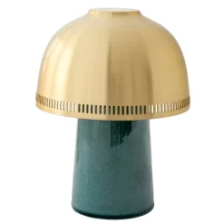 &Tradition Raku SH8 portable table lamp, blue green - brass