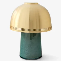 &Tradition Raku SH8 portable table lamp, blue green - brass