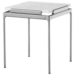 &Tradition Sett LN11 side table, Bianco Carrara - dark chrome