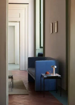 &Tradition Sett LN11 side table, Bianco Carrara - dark chrome