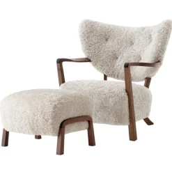 &Tradition Wulff ATD2 lounge chair and ATD3 pouf, Moonlight - walnut