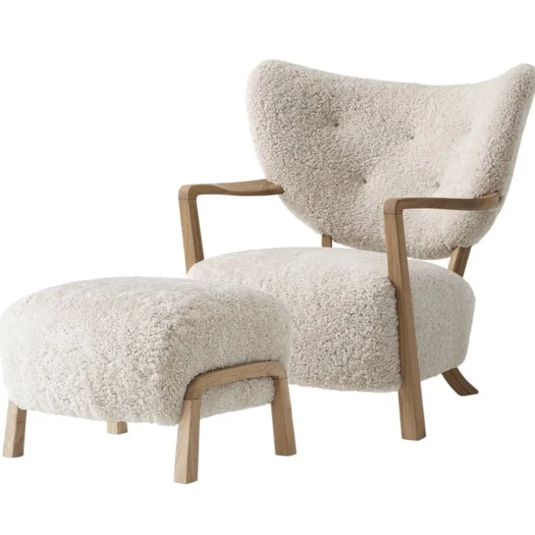 &Tradition Wulff ATD2 lounge chair and ATD3 pouf, Moonlight - oak