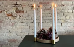 applicata Luna candleholder, oak - brass