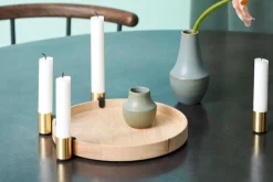 applicata Luna candleholder, oak - brass