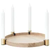 applicata Luna Maxi candleholder, oak - brass
