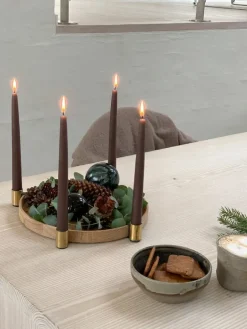 applicata Luna Maxi candleholder, oak - brass