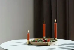 applicata Luna Maxi candleholder, oak - brass