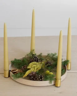 applicata Luna Maxi candleholder, oak - brass