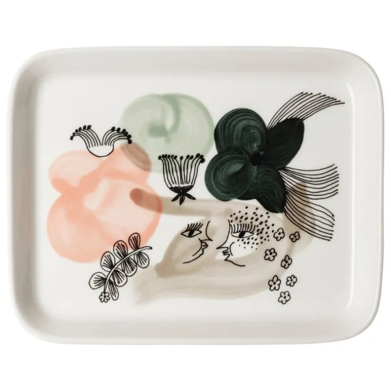 Arabia Kukkamaa plate, 15 x 19 cm, green