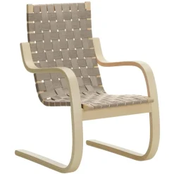 Artek Aalto armchair 406, birch - natural/black webbing