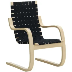Artek Aalto armchair 406, birch - black/blue webbing
