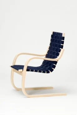 Artek Aalto armchair 406, birch - black/blue webbing