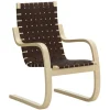 Artek Aalto armchair 406, birch - black/brown webbing