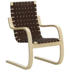 Artek Aalto armchair 406, birch - black/brown webbing