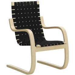 Artek Aalto armchair 406, birch - black webbing