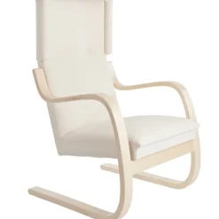 Artek Aalto armchair 401, birch - white Hallingdal 100