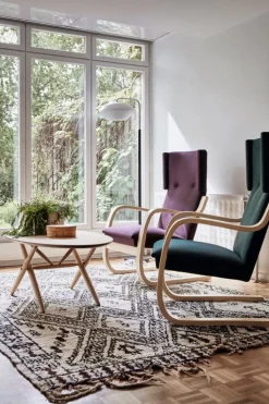 Artek Aalto armchair 401, birch - white Hallingdal 100