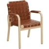 Artek Aalto Armchair 45, birch - cognac quilted leather